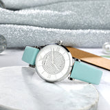 Emporio Armani Gianni T Bar Analog Crystals Silver Dial Blue Leather Strap Watch For Women - AR11443 Authentic Buy Shop Now