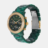 Michael Kors Runway Chronograph Green Dial Green Steel Strap Watch for Women - MK7422 Authentic Buy Shop Now
