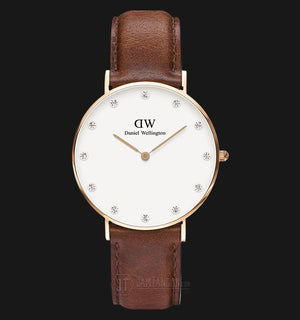 Daniel Wellington Classy St Mawes White Dial Brown Leather Strap Watch For Women - DW00100075 Authentic Buy Shop Now