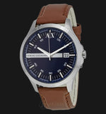 Armani Exchange Hampton Chronograph Blue Dial Brown Leather Strap Watch For Men - AX2133 Authentic Buy Shop Now