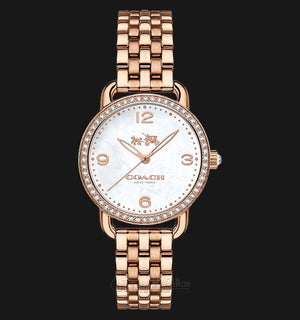 Coach Delancey Mother of Pearl White Dial Rose Gold Steel Strap Watch for Women - 14502479 Authentic Buy Shop Now
