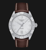 Tissot PR 100 Sport Silver Dial Brown Leather Strap Watch For Men - T101.610.16.031.00 Authentic Buy Shop Now