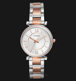 Fossil Carlie Silver Dial Two Tone Steel Strap Watch for Women - ES4342 Authentic Buy Shop Now