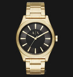 Armani Exchange Nico Analog Black Dial Gold Steel Strap Watch For Men - AX2328 Authentic Buy Shop Now