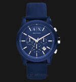 Armani Exchange Outerbanks Chronograph Blue Dial Blue Silicone Strap Watch For Men - AX1327 Authentic Buy Shop Now