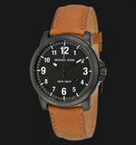 Michael Kors Paxton Analog Black Dial Brown Rubber Strap Watch For Men - MK8502 Authentic Buy Shop Now