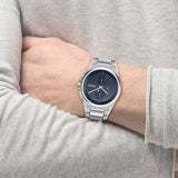 Hugo Boss Steer Chronograph Blue Dial Silver Steel Strap Watch For Men - 1514048 Authentic Buy Shop Now