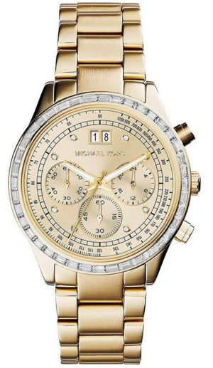 Michael Kors Brinkley Diamonds Gold Dial Gold Steel Strap Watch for Women - MK6187 Authentic Buy Shop Now
