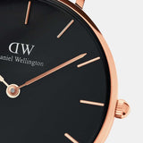 Daniel Wellington Petite Melrose Black Dial Rose Gold Mesh Strap Watch For Women - DW00100303 Authentic Buy Shop Now