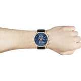 Hugo Boss Skymaster Chronograph Blue Dial Black Leather Strap Watch for Men - 1513783 Authentic Buy Shop Now