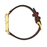 Gucci Grip Quartz Yellow Gold Dial Maroon Leather Strap Watch For Women - YA157405 Authentic Buy Shop Now