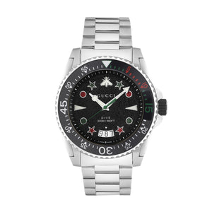 Gucci Dive Quartz Black Dial Silver Steel Strap Watch For Men - YA136221 Authentic Buy Shop Now