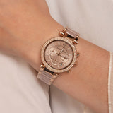 Michael Kors Parker Pink Dial Two Tone Steel Strap Watch for Women - MK5896 Authentic Buy Shop Now