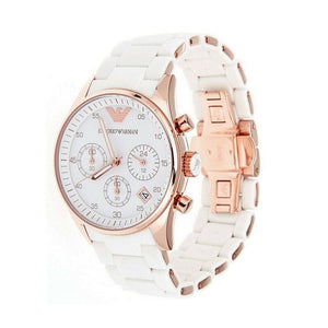 Emporio Armani Sportivo Chronograph White Dial White Rubber Strap Watch For Men - AR5919