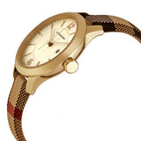 Burberry Classic Champagne Gold Dial Horseferry Leather Strap Watch for Women - BU10104 Authentic Buy Shop Now