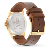 Gucci G Timeless Quartz Two Tone Dial Brown Leather Strap Watch For Men - YA126451B Authentic Buy Shop Now