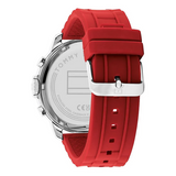 Tommy Hilfiger Luca Chronograph Grey Dial Red Silicone Strap Watch For Men - 1710490 Authentic Buy Shop Now