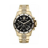 Michael Kors Everest Chronograph Black Dial Gold Steel Strap Watch For Women - MK5828 Authentic Buy Shop Now