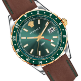 Versace Hellenyium Green Dial Brown Leather Strap Watch for Men - V11090017 Authentic Buy Shop Now