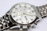 Hugo Boss Aeroliner Chronograph Quartz White Dial Silver Steel Strap Watch For Men - HB1512445 Authentic Buy Shop Now