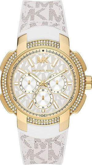 Michael Kors Sydney Quartz White Dial White Leather Strap Watch For Women - MK7221 Authentic Buy Shop Now