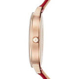 Emporio Armani Kappa Classic Quartz Silver Dial Red Leather Strap Watch For Women - AR11114 Authentic Buy Shop Now