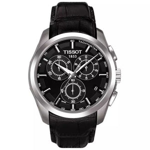 Tissot T Classic Couturier Chronograph Black Dial Black Leather Strap Watch For Men - T035.617.16.051.00 Authentic Buy Shop Now