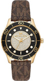 Michael Kors Runway Quartz Black Dial Brown Leather Strap Watch For Women - MK6979 Authentic Buy Shop Now