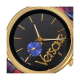 Versace V-Circle The Clans Edition Black Dial Red & Blue Leather Strap Watch for Women - VEBQ00218 Authentic Buy Shop Now