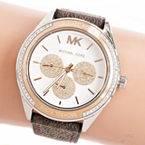 Michael Kors Jessa Multifunction Silver Dial Brown Leather Strap Watch For Women - MK7205 Authentic Buy Shop Now