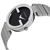 Gucci G Interlocking Black Dial Silver Steel Strap Watch For Women - YA133307 Authentic Buy Shop Now
