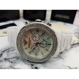 Emporio Armani Ceramica Chronograph White Dial White Ceramic Strap Watch For Women - AR1456 Authentic Buy Shop Now