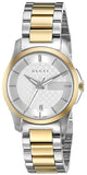 Gucci G Timeless Quartz Silver Dial Two Tone Steel Strap Watch For Women - YA126531 Authentic Buy Shop Now