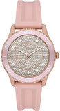 Michael Kors Runway Three Hand Crystal Pave Dial Pink Rubber Strap Watch For Women - MK6854 Authentic Buy Shop Now
