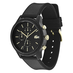 Lacoste 12.12 Chronograph Black Dial Black Silicon Strap Watch for Men - 2011012 Authentic Buy Shop Now