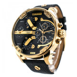 Diesel Mr Daddy Chronograph Black Dial Black Leather Strap Watch For Men - DZ7371 Authentic Buy Shop Now