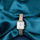 Daniel Wellington Quadro Studio White Dial Rose Gold Mesh Strap Watch For Women - DW00100517 Authentic Buy Shop Now