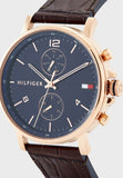 Tommy Hilfiger Daniel Blue Dial Brown Leather Strap Watch for Men - 1710418 Authentic Buy Shop Now
