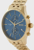 Hugo Boss Associate Blue Dial Gold Steel Strap Watch for Men - 1513841 Authentic Buy Shop Now