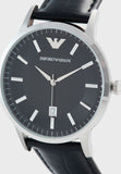 Emporio Armani Renato Black Dial Leather Strap Watch For Men - AR2411 Authentic Buy Shop Now