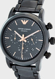 Emporio Armani Luigi Ceramic Chronograph Black Dial Black Strap Watch For Men - AR1509 Authentic Buy Shop Now