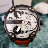 Diesel Mr. Daddy 2.0 Chronograph Silver Dial Brown Leather Strap Watch For Men - DZ7394 Authentic Buy Shop Now