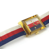 Gucci G-Frame Mother of Pearl Dial White Blue Red Nylon Strap Watch For Women - YA147405 Authentic Buy Shop Now