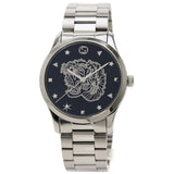 Gucci G Timeless Diamonds Black Dial Silver Steel Strap Watch For Women - YA1264125 Authentic Buy Shop Now