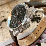 Tommy Hilfiger Asher Chrongraph Blue Dial Brown Leather Strap Watch For Men - 1791855 Authentic Buy Shop Now
