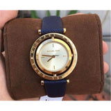 Michael Kors Averi Gold Dial Navy Blue Leather Strap Watch for Women - MK2526 Authentic Buy Shop Now