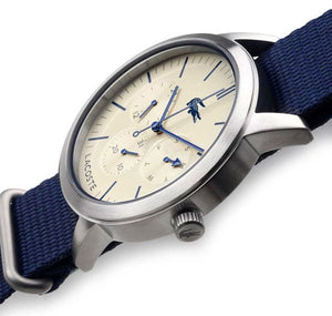 Lacoste Metro White Dial Blue Textile Strap Watch for Men - 2010875 Authentic Buy Shop Now
