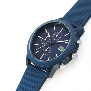 Lacoste 12.12 Chronograph Blue Dial Blue Silicon Strap Watch for Men - 2010970 Authentic Buy Shop Now