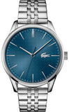 Lacoste Vienna Blue Dial Silver Steel Strap Watch for Men - 2011049 Authentic Buy Shop Now