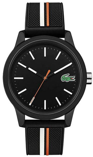 Lacoste 12.12 Black Dial Black Silicon Strap Watch for Men - 2011071 Authentic Buy Shop Now